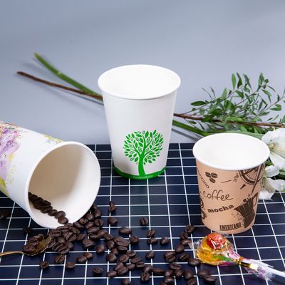 Copo de papel de café de parede única descartável Impresso sob medida Eco-friendly para festa de café