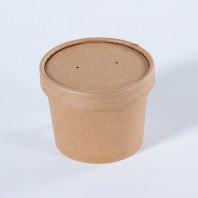 Saladas Sopa de papel Kraft Taça/ recipiente de alimentos com tampa Taça descartável