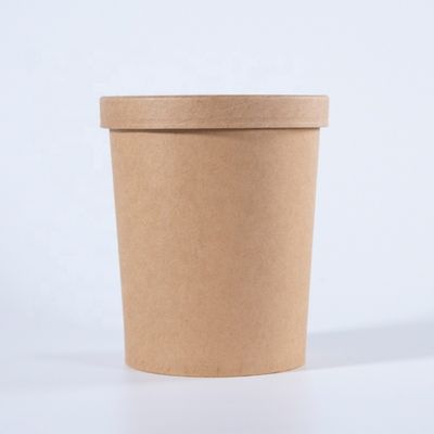 Saladas Sopa de papel Kraft Taça/ recipiente de alimentos com tampa Taça descartável