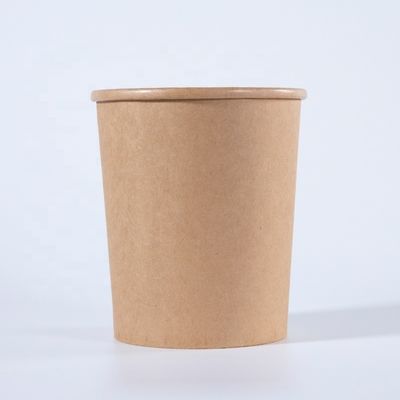 Saladas Sopa de papel Kraft Taça/ recipiente de alimentos com tampa Taça descartável