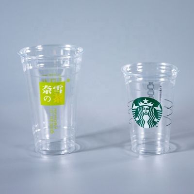 Copo de gelado 12 oz PET transparente RPET copos de plástico descartáveis com tampa