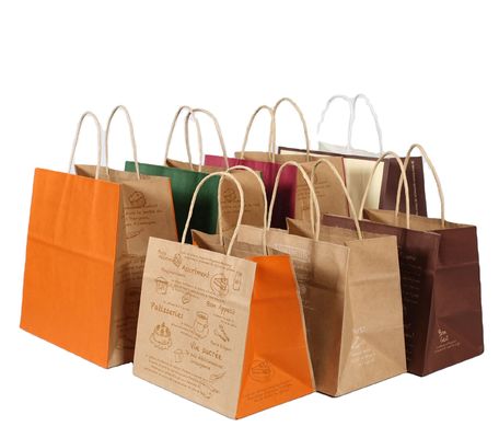 Customize o seu próprio logotipo Flexo Impresso Manuseio de Patch Kraft Saco de papel para comida rápida