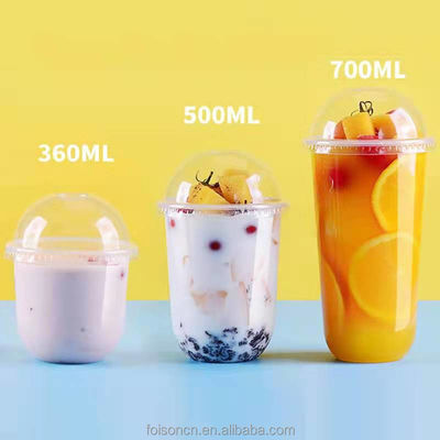 500 ml de Copo de Iogurte de Fundo Redondo de Plástico de PLA descartável de calibre 96 Biodegradável Copo em Forma de U