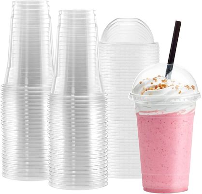 Copo de gelado 12 oz PET transparente RPET copos de plástico descartáveis com tampa