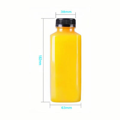 250ml 350ml 500ml PP plástico resistente ao calor garrafas de bebida quadradas com tampa OEM/ODM