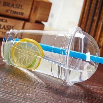 500 ml de Copo de Iogurte de Fundo Redondo de Plástico de PLA descartável de calibre 96 Biodegradável Copo em Forma de U